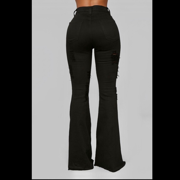 NWOT Mind Of Her Own Flare Jeans - Black - Picture 5 of 11